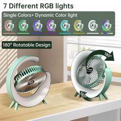 مروحة مكتب USB مع 5 أضواء LED ملونة و3 مستويات للسرعة مروحة مكتب USB مع 5 أضواء LED ملونة و3 مستويات للسرعة