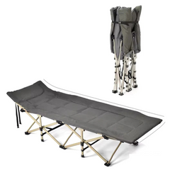 Folding Camping Bed with Mattress, Portable Bed for Beach and Outdoors