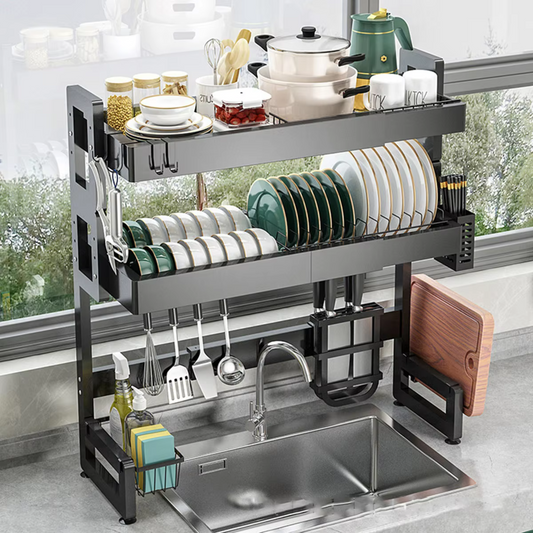Double Layer Over the Sink Adjustable Kitchen Dish Rack