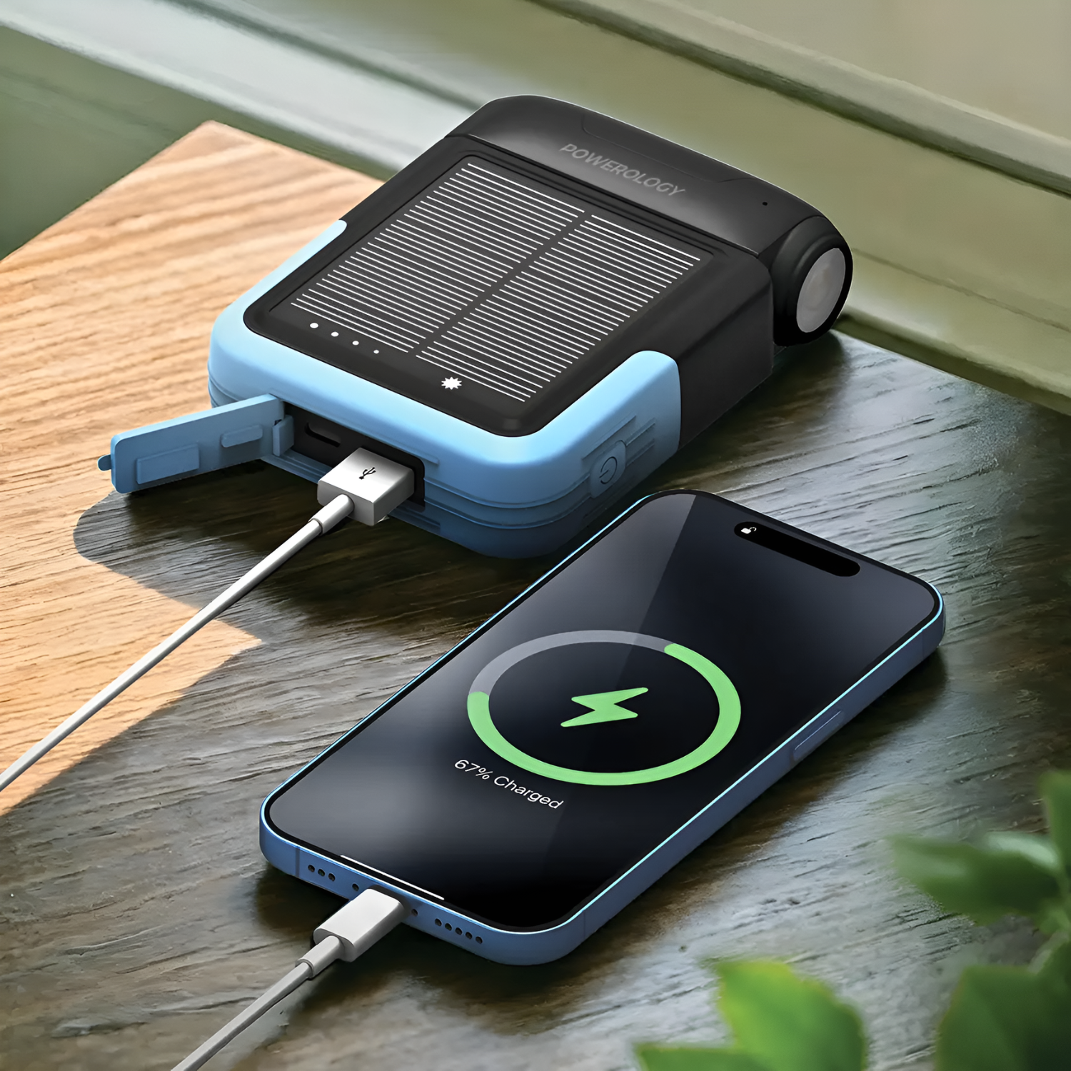 Powerology Sante 10000mAh Solar Power Bank with Detachable Flashlight