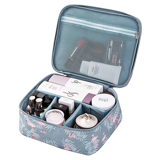 Women's Travel Cosmetics and Makeup Organizer Zipper Bag with Partitions