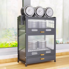 Dish Drainer Rack with Drawer & Lid Cover - Kitchen Countertop Storage Cabinet Dish Drainer Rack with Drawer & Lid Cover - Kitchen Countertop Storage Cabinet