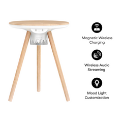 Momax Cymbal Foldable Smart Table With Wireless Charging, Speakers, USB-C Ports, and LED Lighting Effects Momax Cymbal Foldable Smart Table With Wireless Charging, Speakers, USB-C Ports, and LED Lighting Effects
