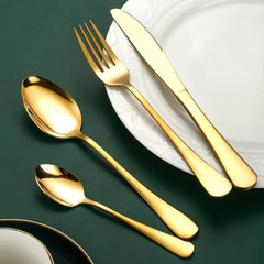 Stainless Steel Polished Premium Golden Cutlery Set (4 Pcs/Set)