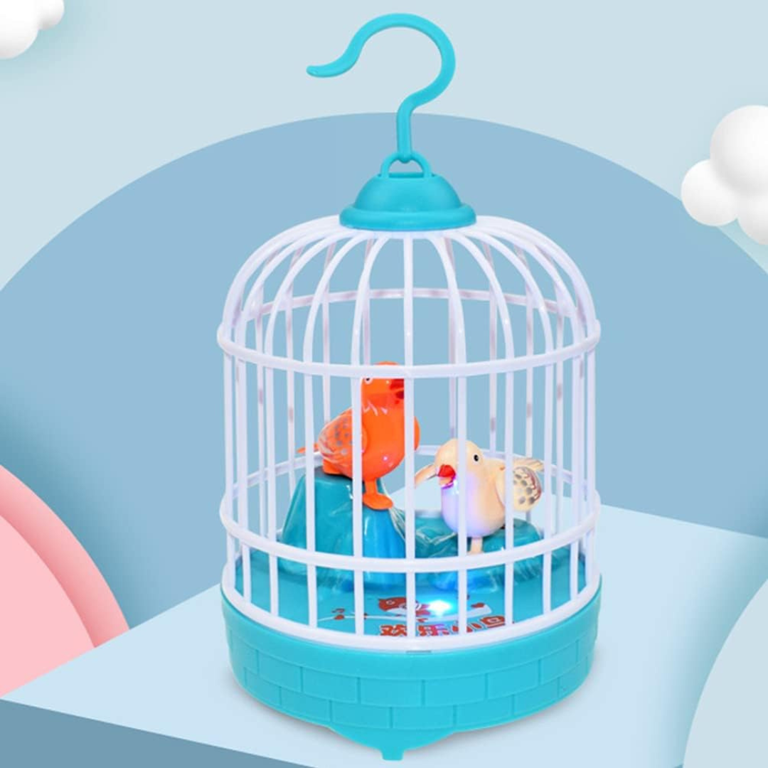 Kids Funny Talking Bird in Cage Toy Blue