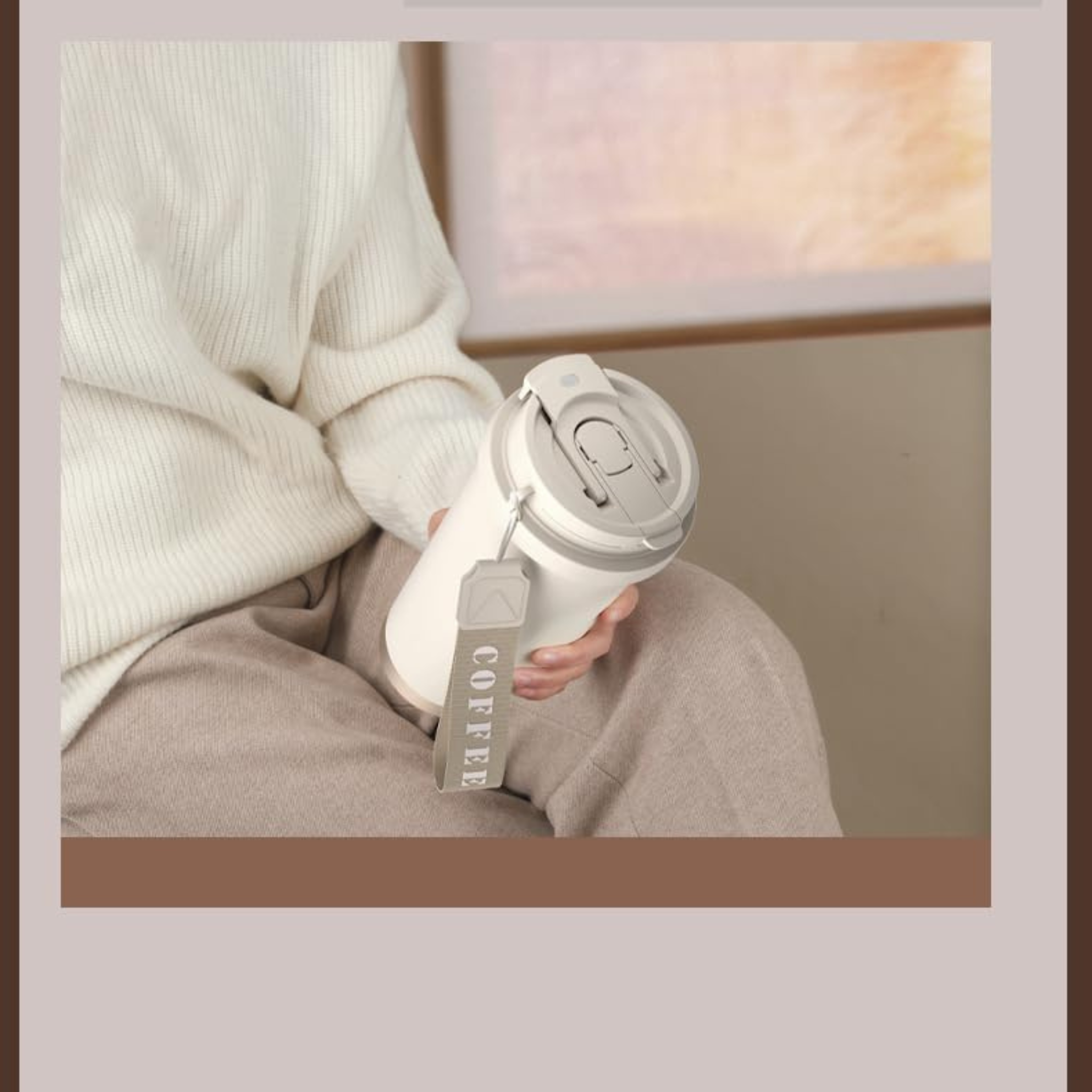 530ml Double Wall Vacuum Insulated Tumbler Coffee Mug with Lid and Straw