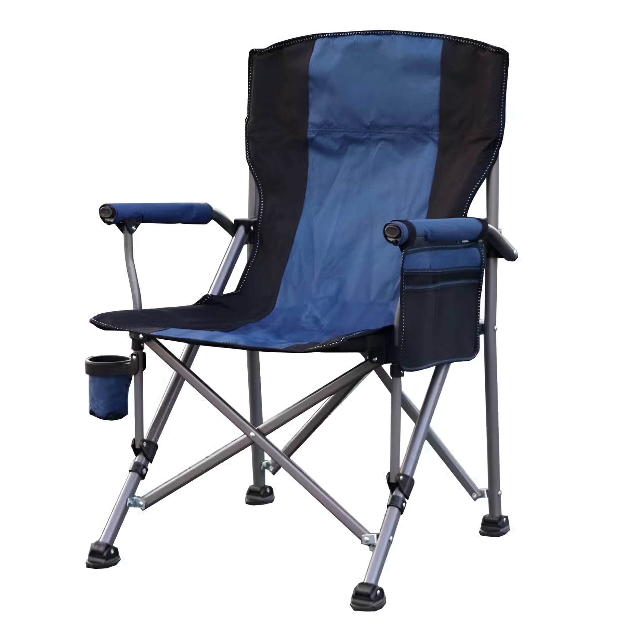 Folding Camping Chair Backpacking Side Pocket with Armrests, Cup Holder, Carry Bag