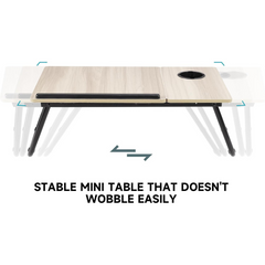 Folding Laptop Table for Bed and Sofa, Adjustable Laptop Desk with Cup Holder, for Work Study Reading