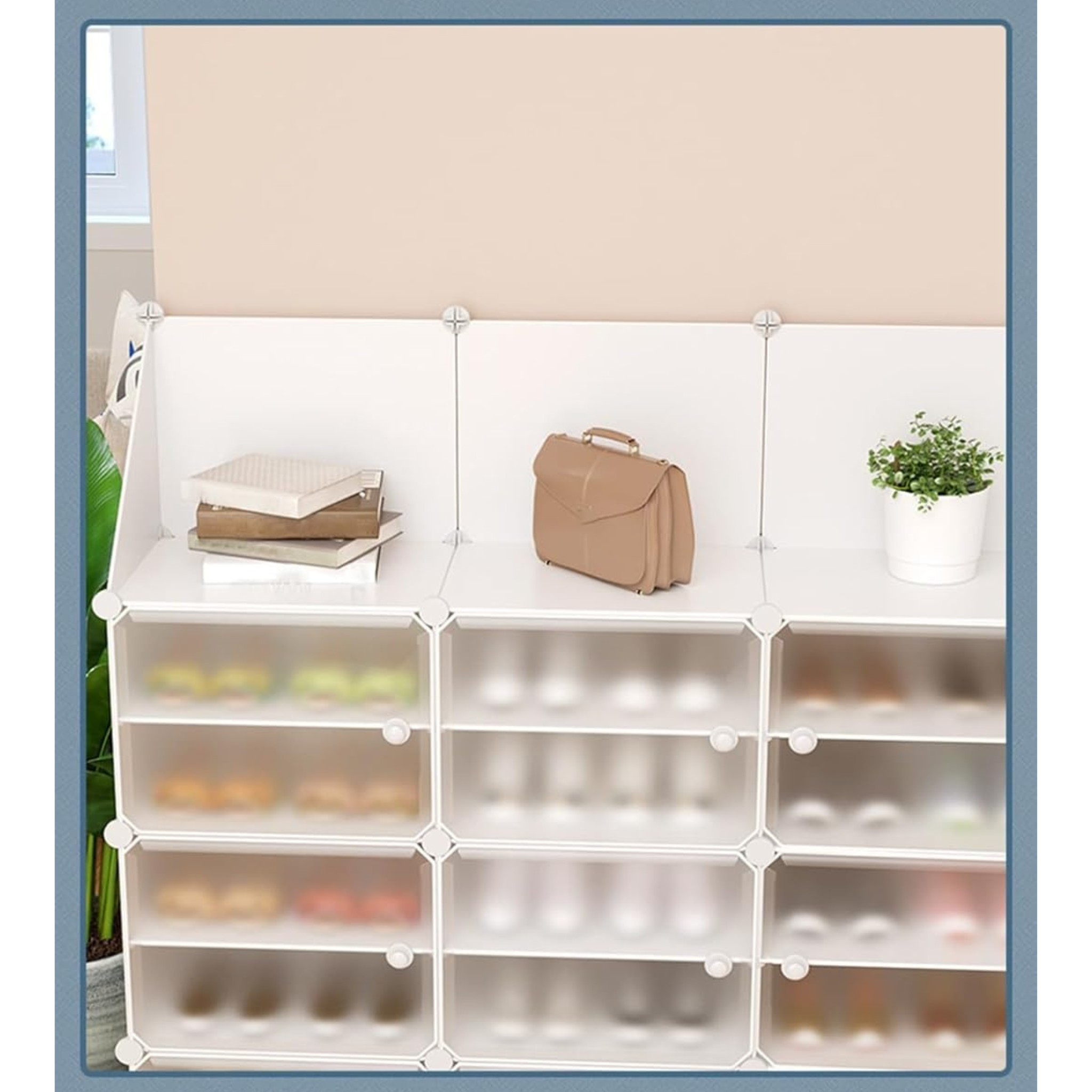 Dustproof Hallway Shoe Rack with Multifunctional Top Shelf