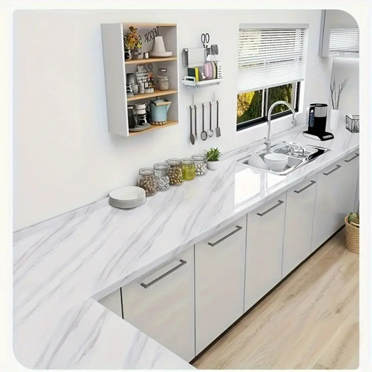 Waterproof Non-slip Self-Adhesive Marble Pattern Wallpaper Sticker for Kitchen, Cupboard & Dining Area