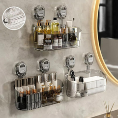 Wall Mounted Suction Type Bathroom Storage Organizer Rack
