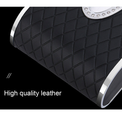 Leather Tissue Holder Box with Time Clock for Car