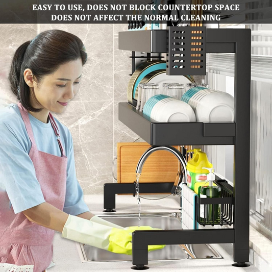 Double Layer Stainless Steel Kitchen Over the Sink Dish Drying Rack