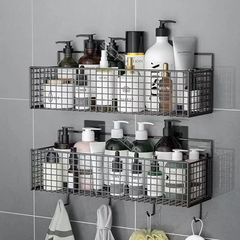 Wall Mounted No Drilling Metal Organizer Basket for Kitchen & Bathroom