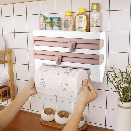 4 IN 1 Kitchen Roll Cling Film or Aluminium Foil Dispenser