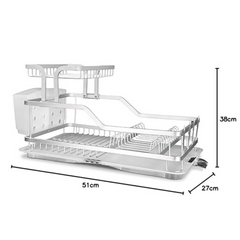 Dish Drying Rack with Drainboard and Cup Holder