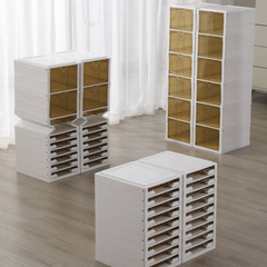 Multi-Layer Folding Premium Shoe Display Cabinet, Collapsible Telescopic Shoe Rack with Doors