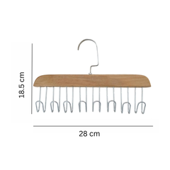 8 Hooks Nonslip Wooden Clothes Hanger for Shawl, Tie, Bra, Belt, Cap and Scarf