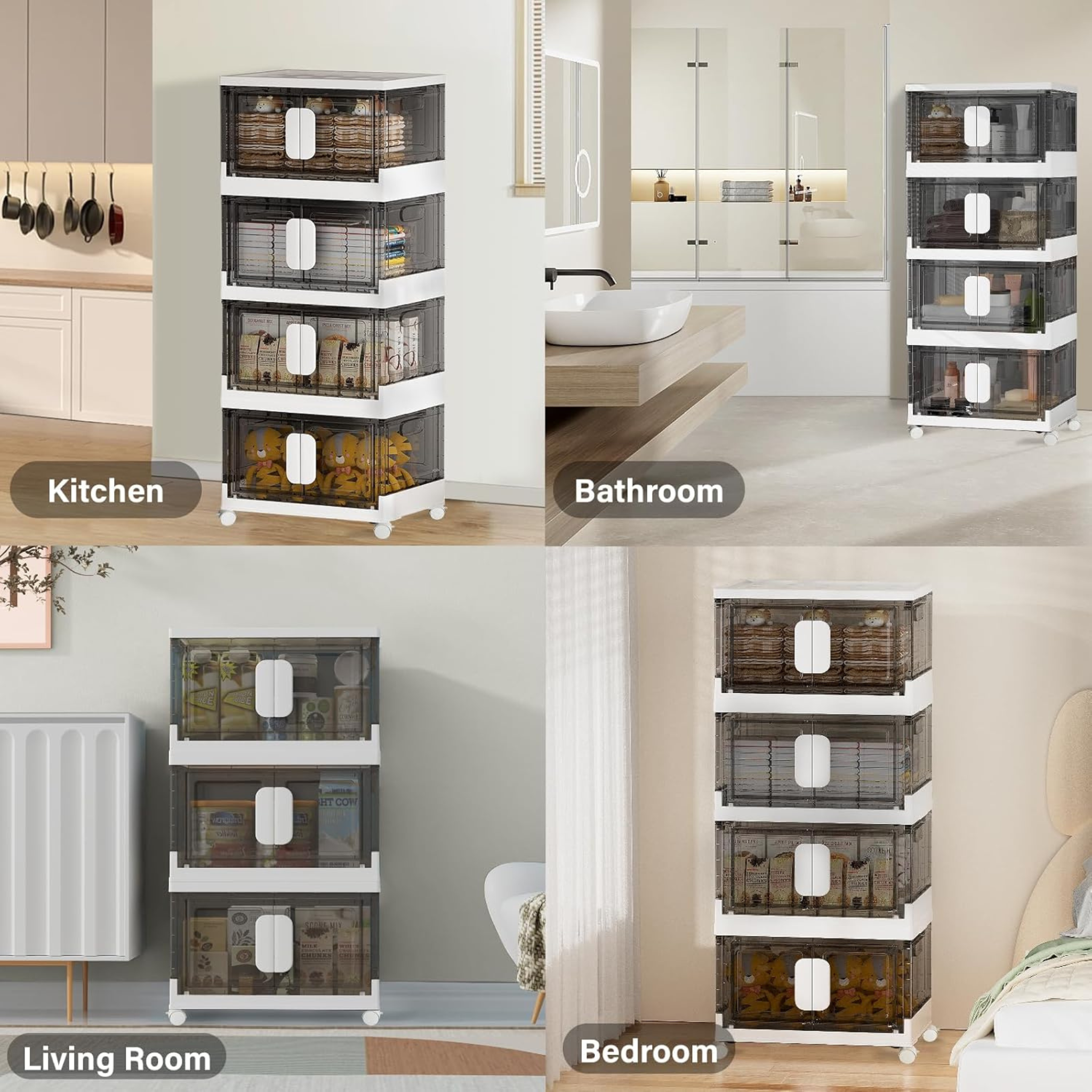 3 Layer Stackable Storage Cabinet with Wheels