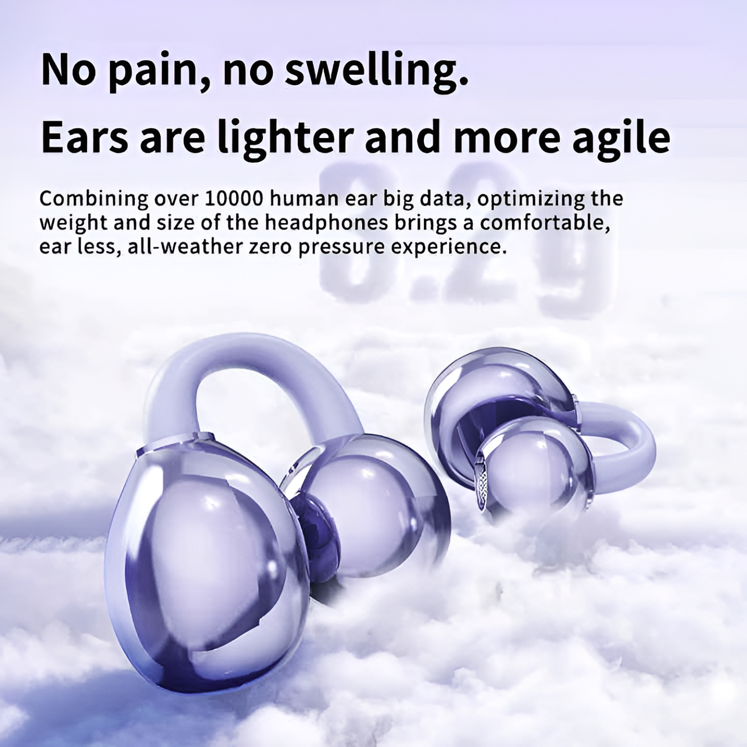 Q71 Wireless Clip On Earbuds, Sports Silicone TWS Earphone with Noise Reduction and Digital Display