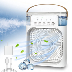 Portable Air Cooler Desk Fan - with 3 Speed, 5 Mist Spray, Night Lamp and Timer