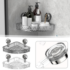 Bathroom Corner Wall Mounted Storage Organizer Shelf (Suction Type)
