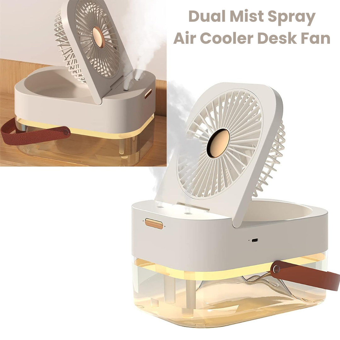 3 Speed Desk Air Cooler Fan with Dual Mist Spray Beige
