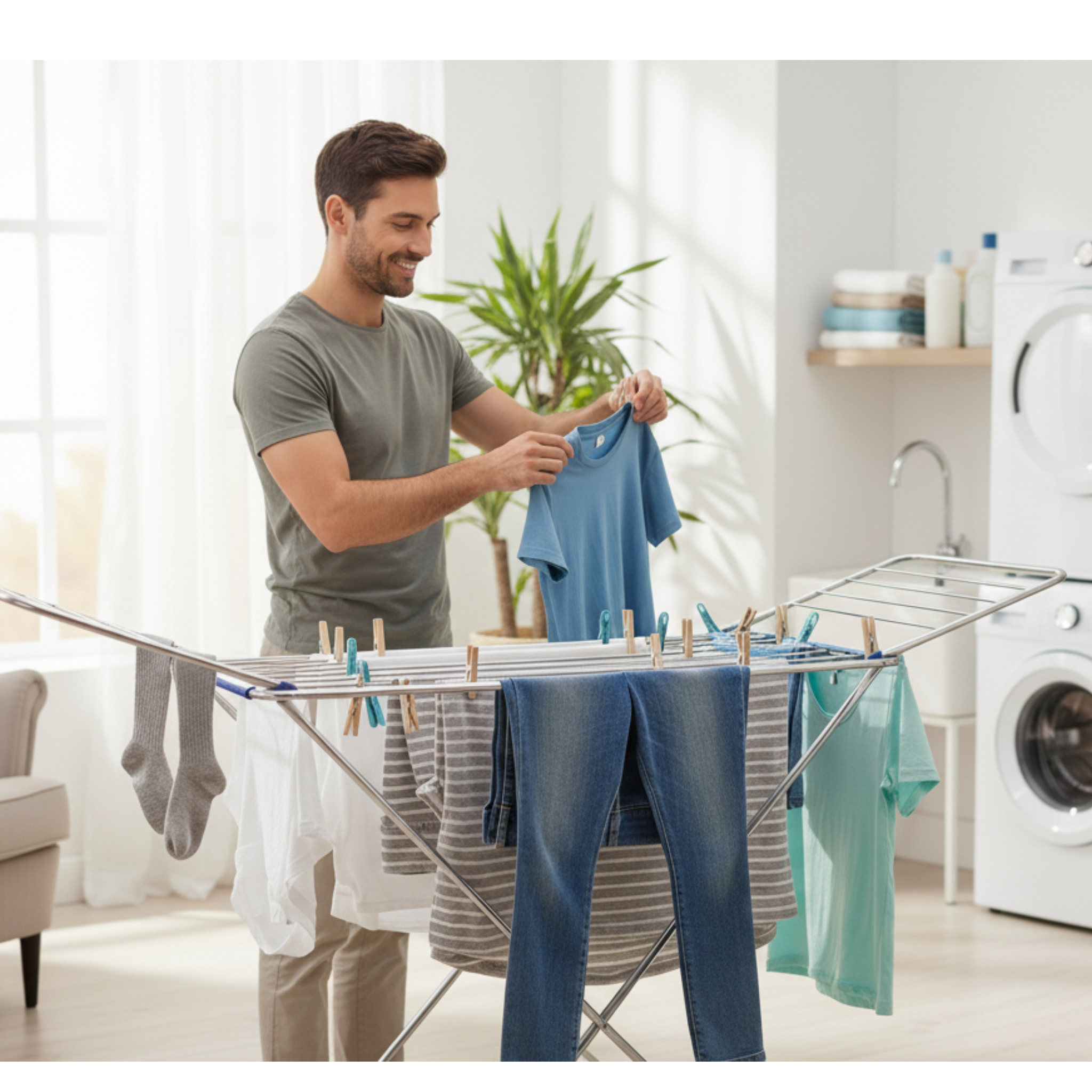 Folding Clothes Airer for Home, Stainless Steel Clothes Drying Rack