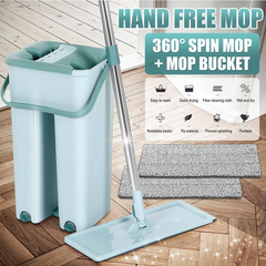 Microfiber Flat Mop with Bucket - Self Wash & Squeeze