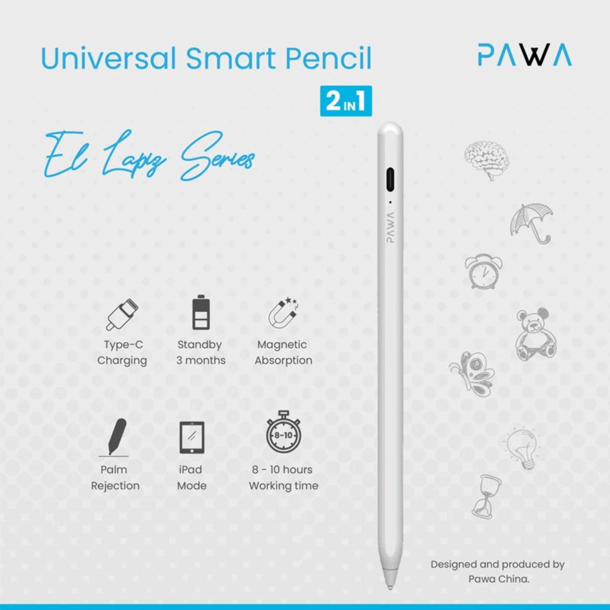 Pawa El Lapiz 2 IN 1 Universal Smart Pencil / Palm Rejection / Universal Stylus Pen