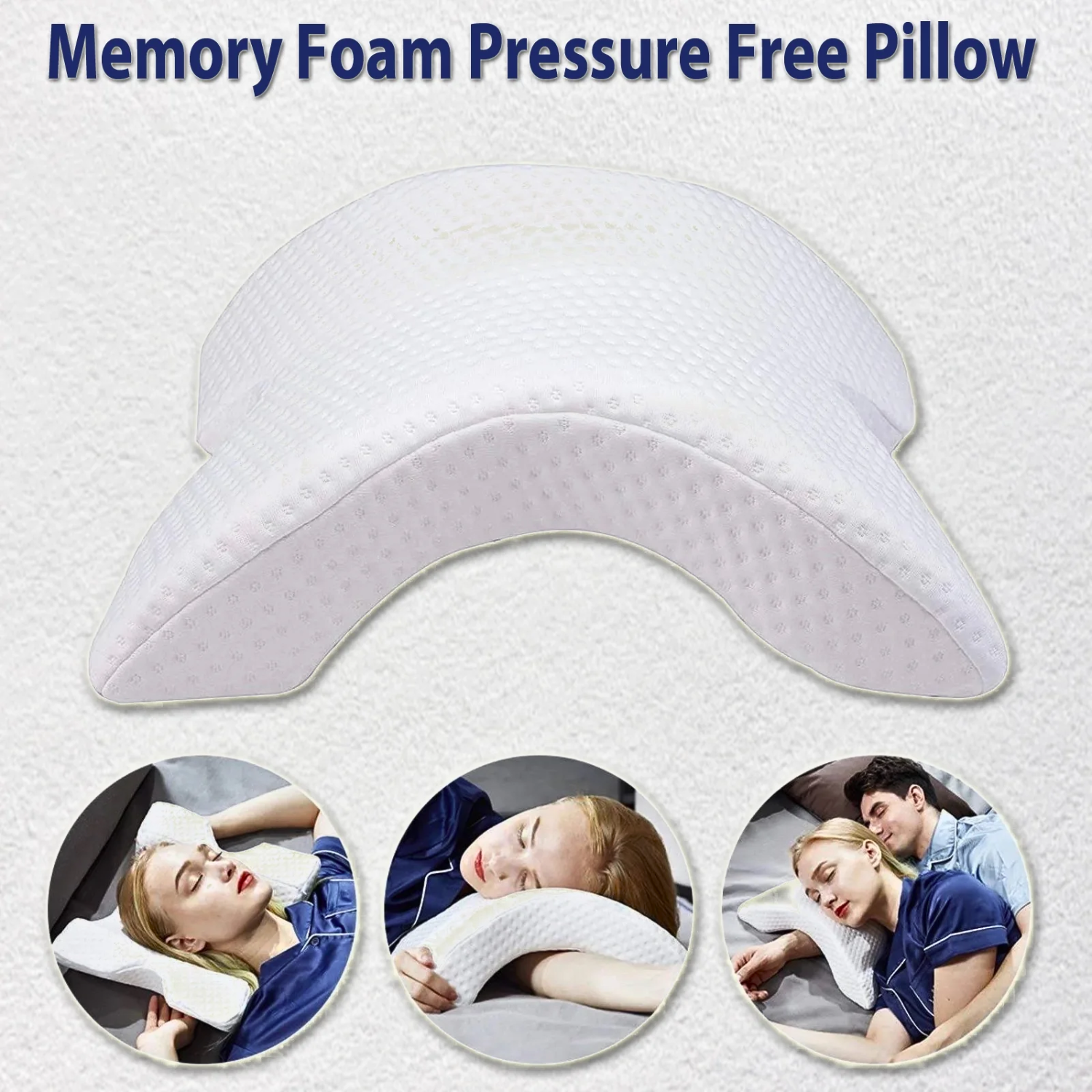 Pressure Free Memory Foam Pillow with Arm Hole Anti Hand Numb Arched Support