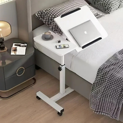 Adjustable Bedside Laptop Table with Wheels, Tilting Desk for Laptop with Work Space