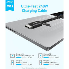 كابل شحن سريع Anker Zolo USB-C إلى USB-C مضفر من النايلون ومقاوم للأوساخ  كابل شحن سريع Anker Zolo USB-C إلى USB-C مضفر من النايلون ومقاوم للأوساخ