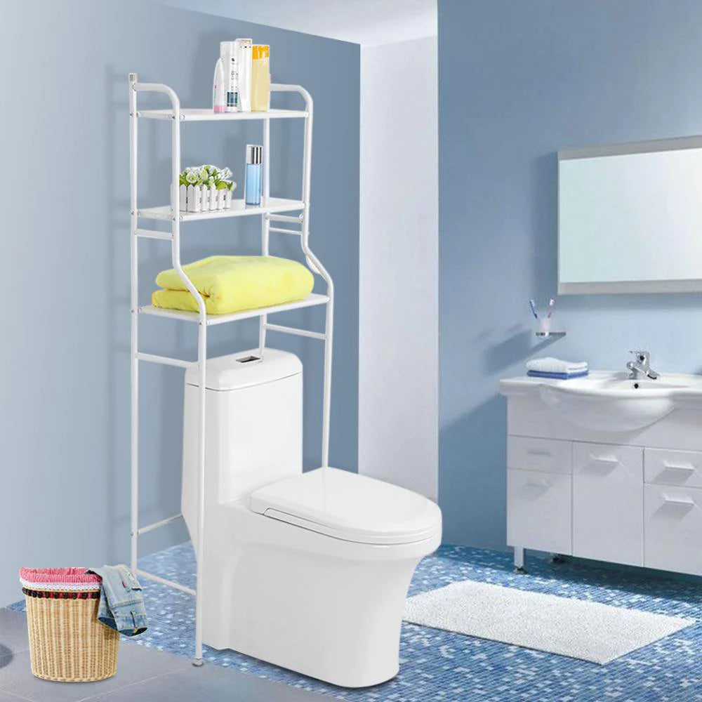 3 Layer Metal Toilet Storage Rack (White)