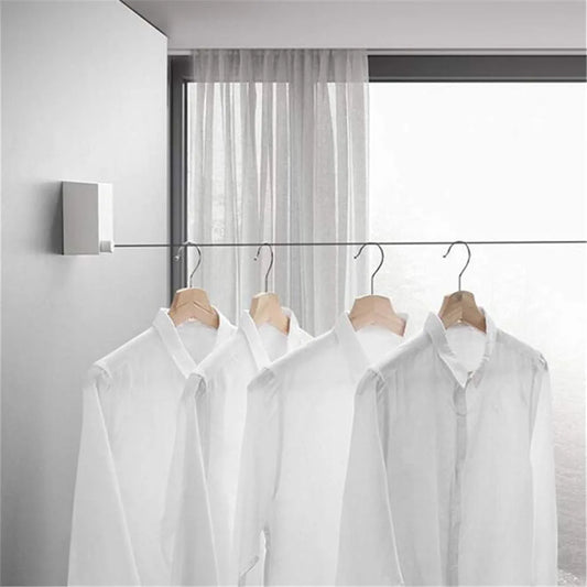 Retractable Metal Wire Indoor Clothes Drying Hanger Clothesline White