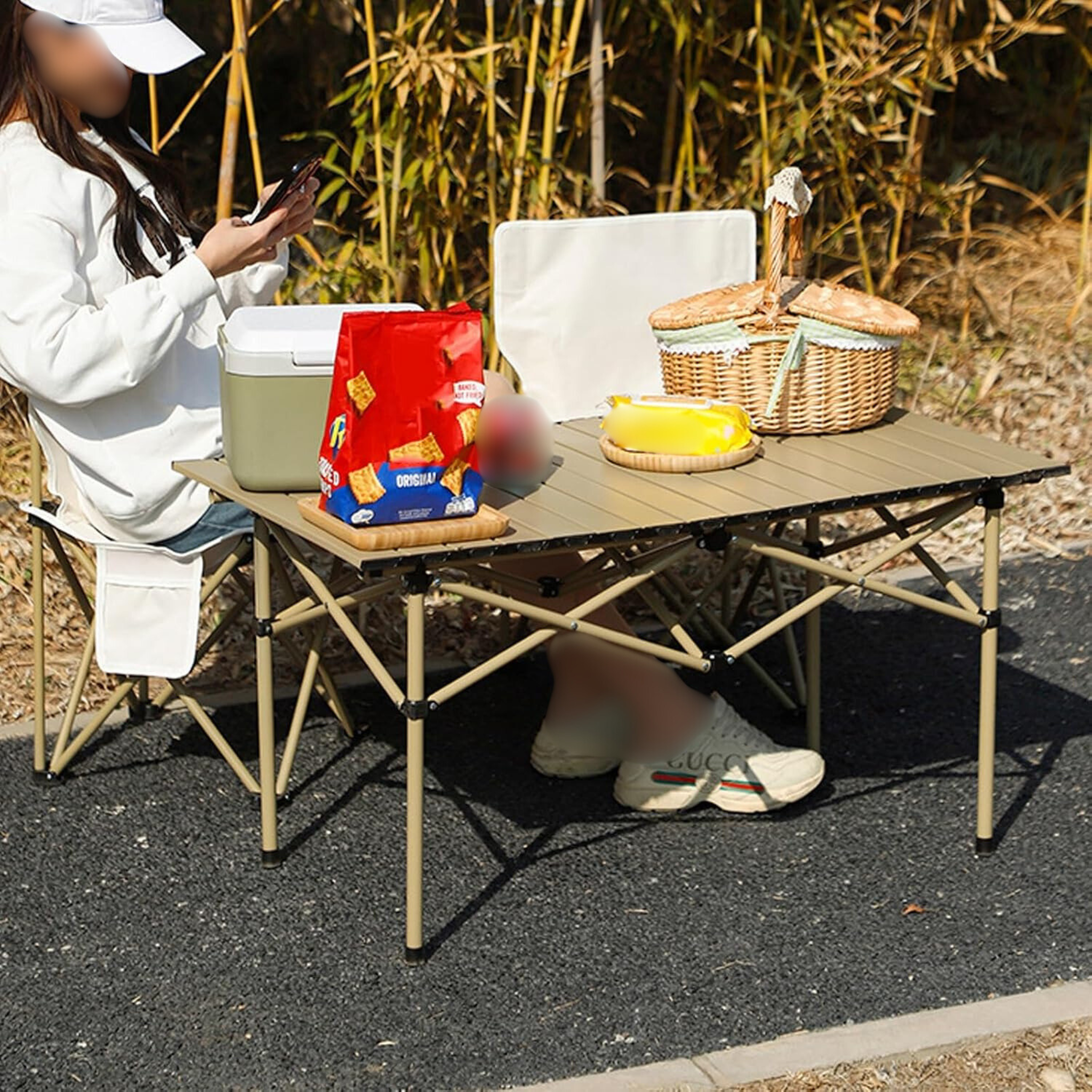 Folding Roll Up Outdoor Camping Table 120 x 60 x 45 CM