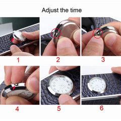 Leather Tissue Holder Box with Time Clock for Car