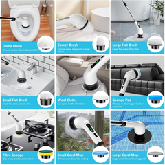 9 IN 1 Cordless Electric Spin Scrub Brush Cleaning Set with Extension Handle