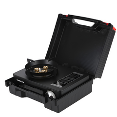 Portable Triple Burner Butane Gas Camping Stove with Adjustable Flame Knob & Travel Case Portable Triple Burner Butane Gas Camping Stove with Adjustable Flame Knob & Travel Case