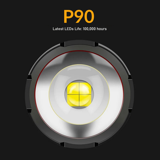 مصباح يدوي P90 Super Light قابل لإعادة الشحن - مصباح LED قوي وطويل الأمد