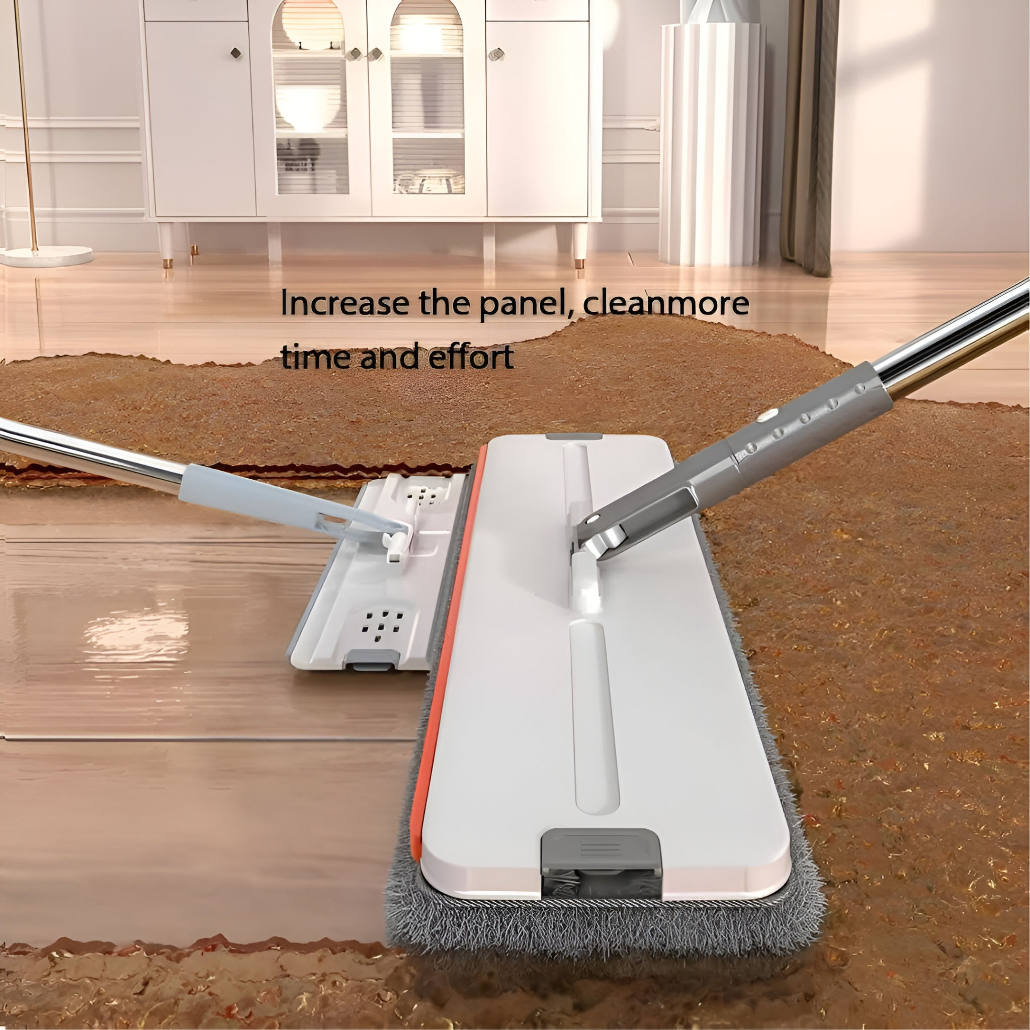 Flat Floor Mop and Bucket Set, Hands Free Squeezing Mop with Extendable Long Handle