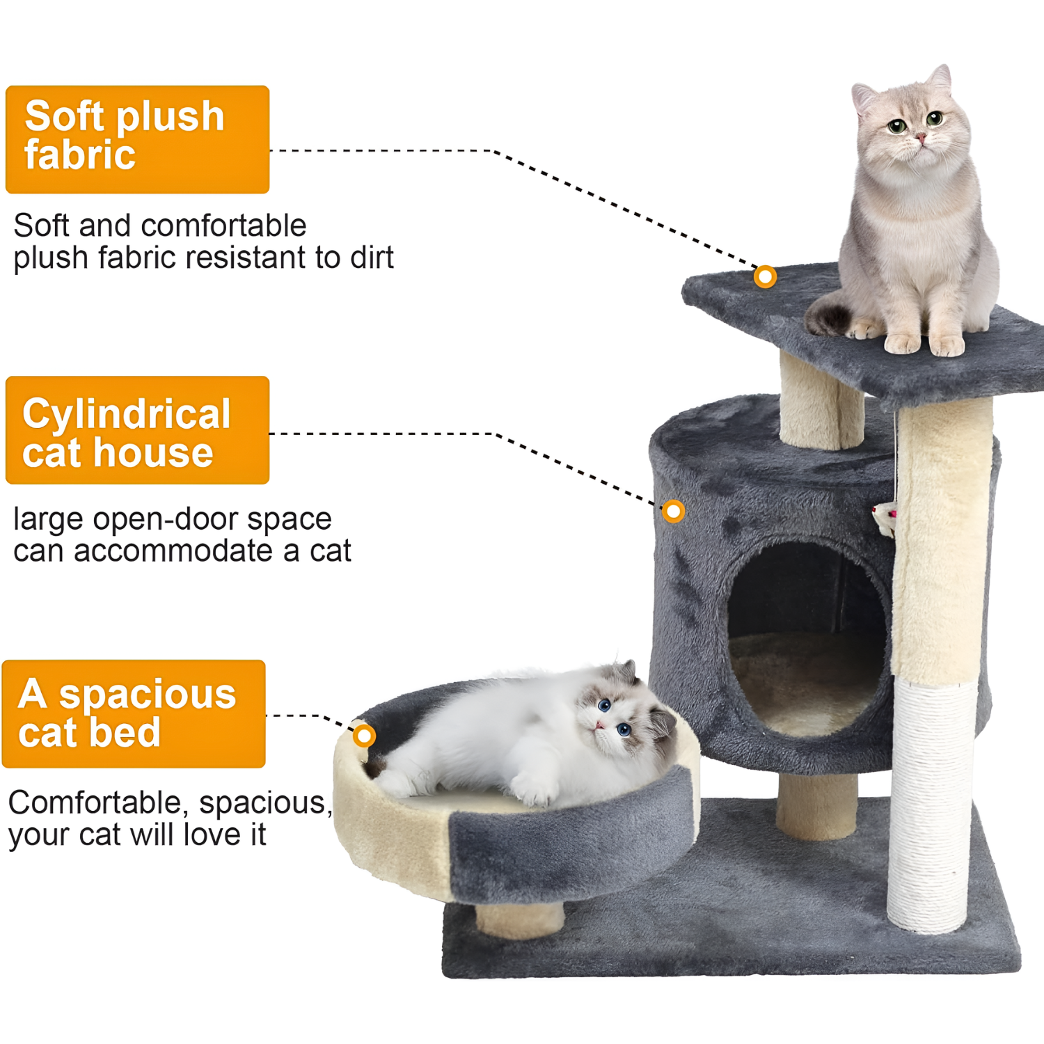 Multi Level Cat House Tree Tower with Sisal Scratching Posts