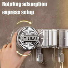 Suction Type Mop Holder / Wall Mounted Quick Setup Brooms Organizer with Hooks Suction Type Mop Holder / Wall Mounted Quick Setup Brooms Organizer with Hooks