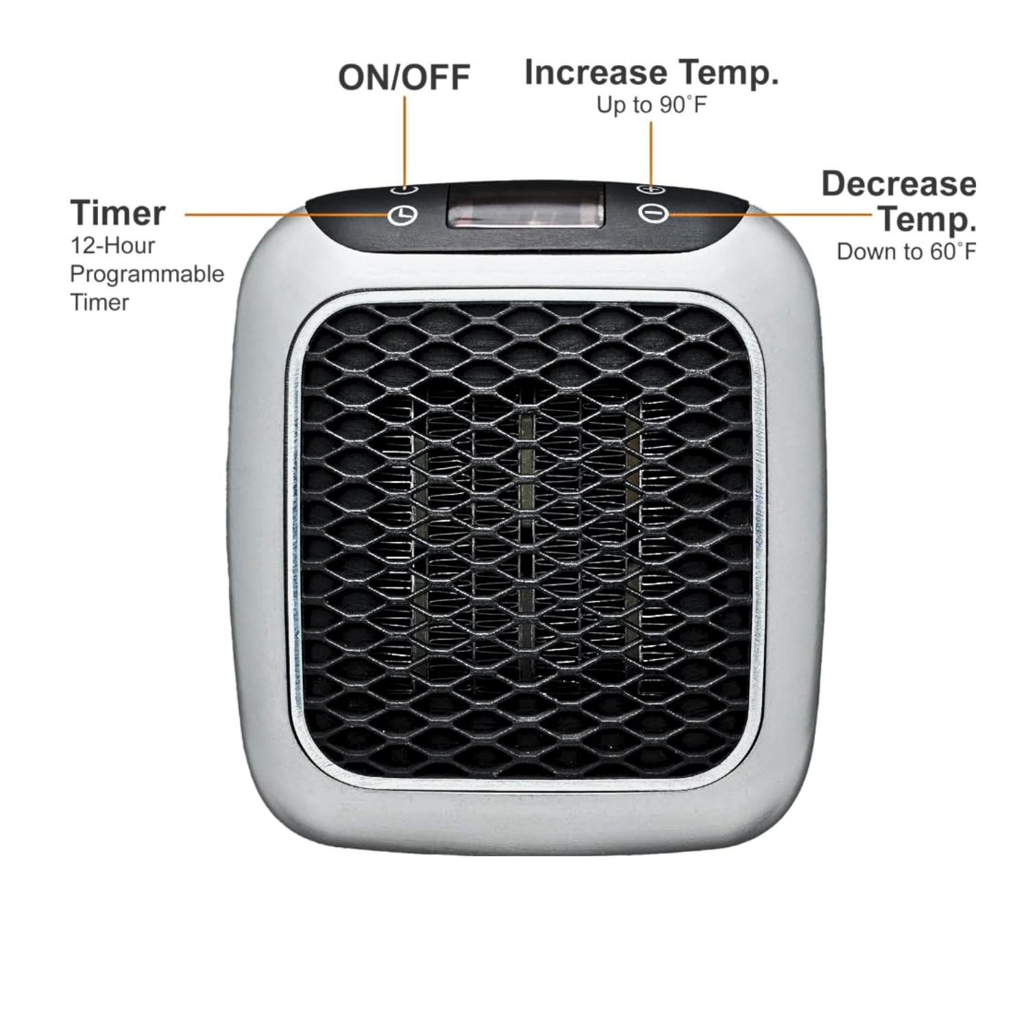 Space Saving Wall Mounted Electric Heater with Adjustable Thermostat - Handy Heater Turbo 800 Watts