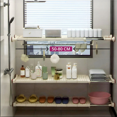 Expandable Telescopic Wardrobe Shelf Divider - Adjustable Suction Cup Wardrobe Compartment Partition