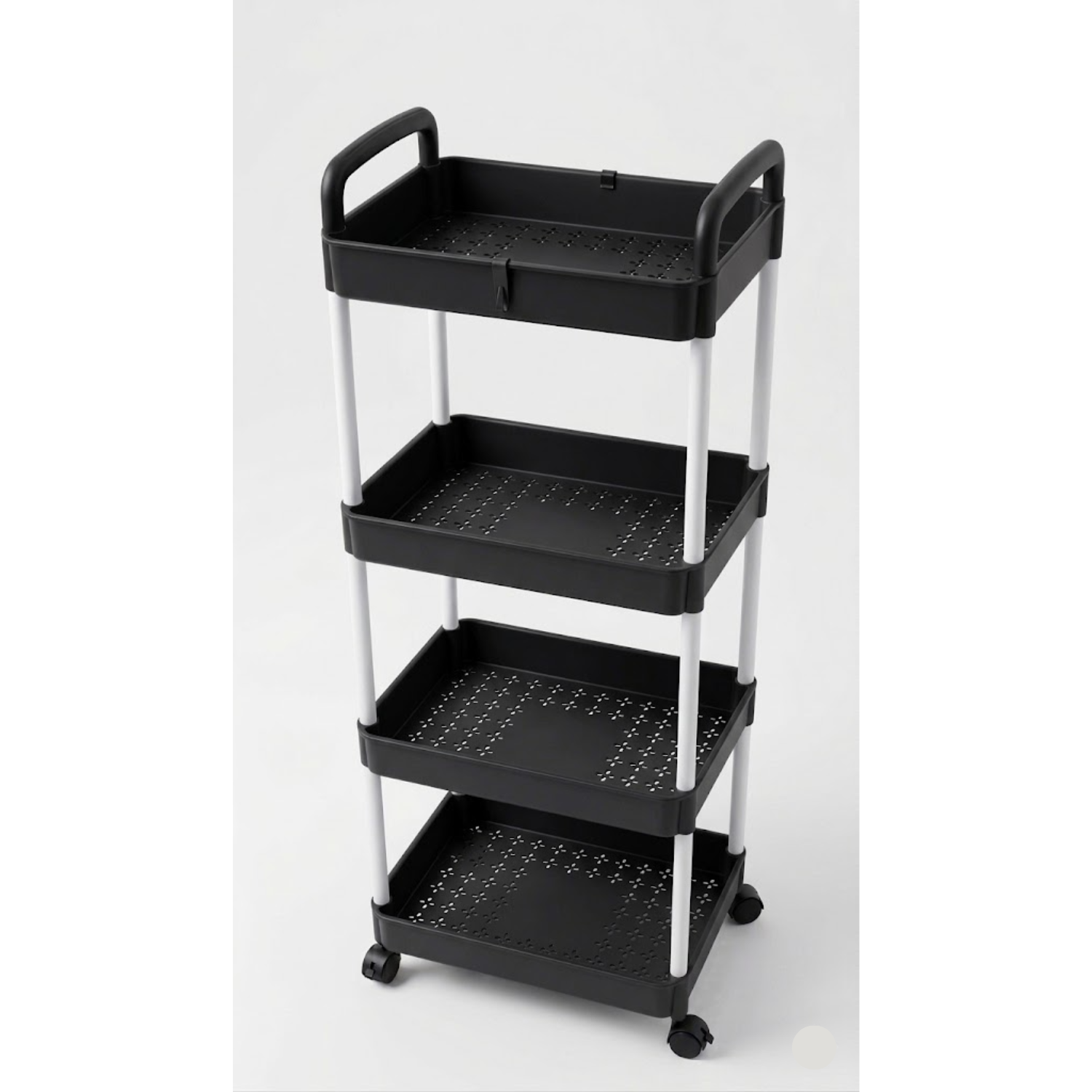 4 Tier Multipurpose Kitchen Trolley Rack with Wheels Black