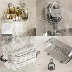 Wall Mounted Suction Type Bathroom Storage Organizer Rack