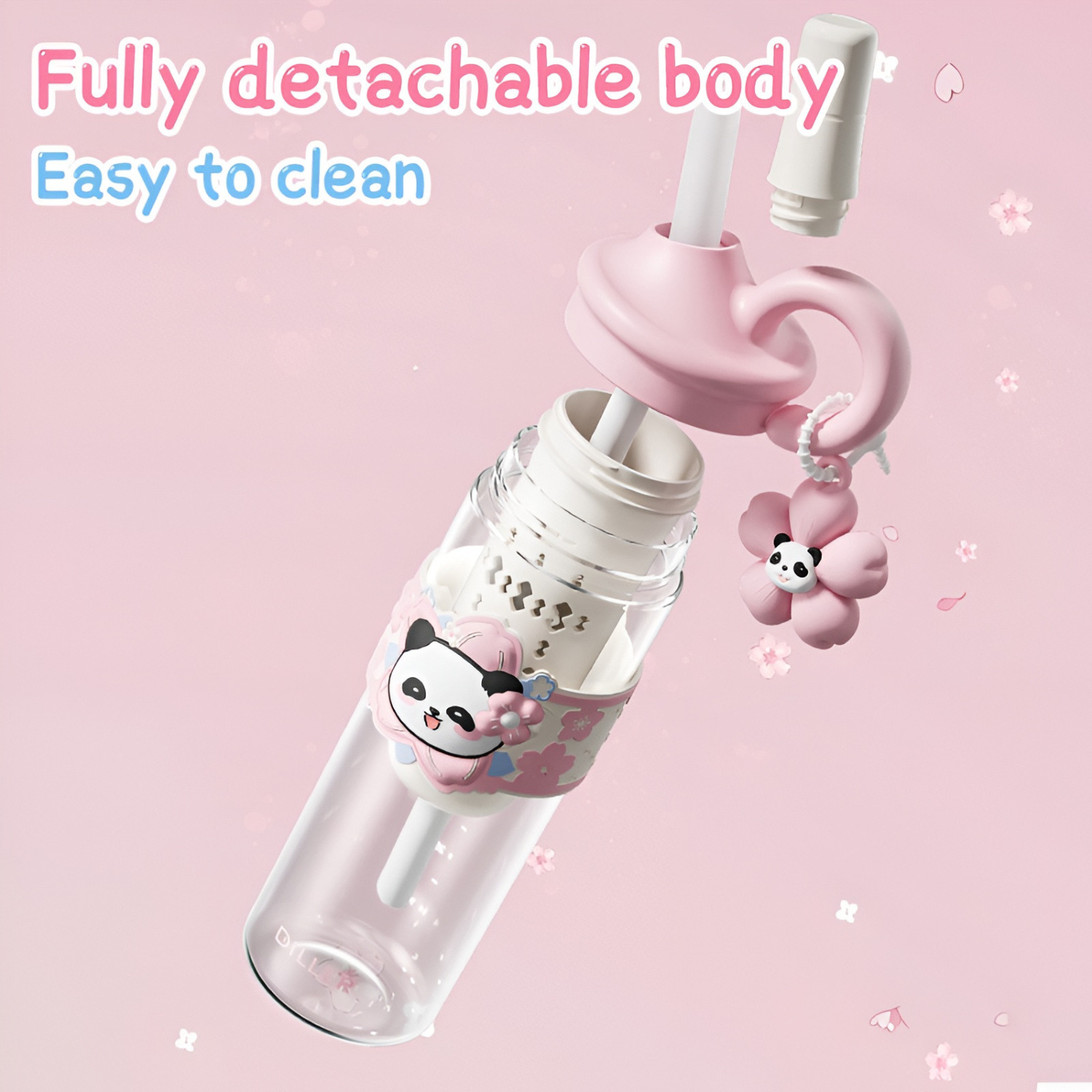 Diller 850ML Pink Bear Plastic Water Bottle for Girls
