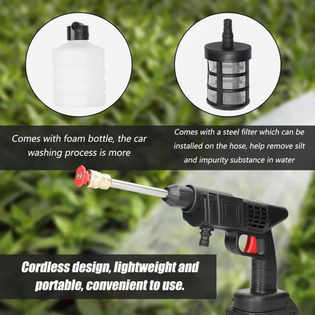 48Vf Cordless High Pressure Car Washing Gun, Type C USB Rechargeable, with Detergent Tank