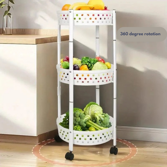3 Layer Kitchen Trolley Rack - Kitchen Storage Shelf with Wheels